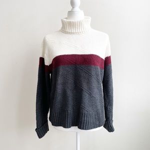 Vintage Reba Rose Color Block Turtleneck Sweater